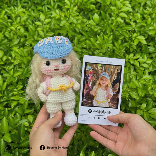 Personalized Girl Kid Crochet Doll with Photo Card