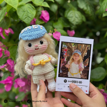 Personalized Girl Kid Crochet Doll with Photo Card